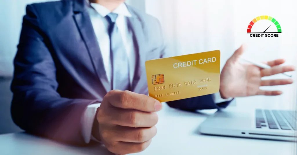 How to Improve Credit Score to 750+ in 6 Months A professional holding a gold credit card with a credit score meter, highlighting strategies for Improve credit scores to 750+ in 6 months.