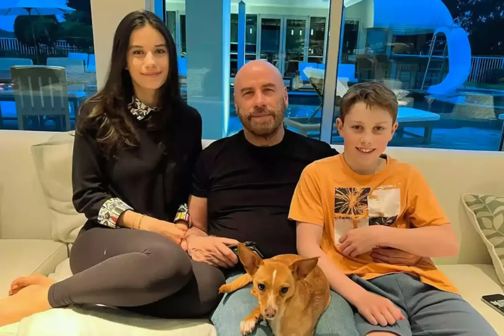 Ella Bleu Travolta Instagram Family Photo Ella Bleu , John Travolta with family in a cozy living room shared on Instagram