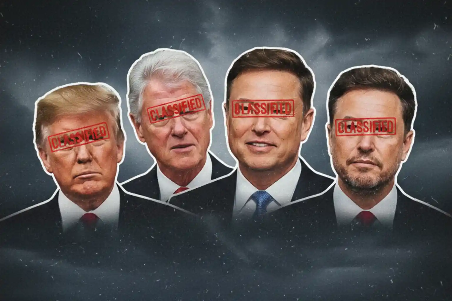 Epstein files release illustration referencing reports involving Donald Trump, Bill Clinton and Elon Musk