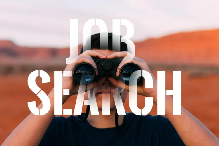Job search tips concept showing candidate scanning horizon as hiring market tightens