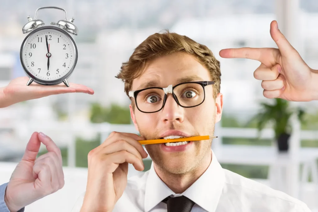 Home | RIGHWAY 12 Man feeling pressured by time while trying to develop self discipline daily and improve focus habits